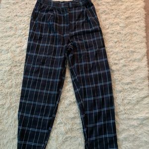 Blue checkered straight leg pants